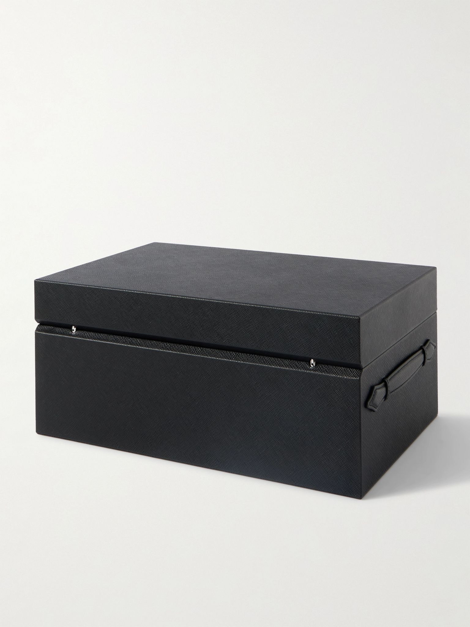 Cross-Grain Leather Eight-Piece Watch Box Black - 2