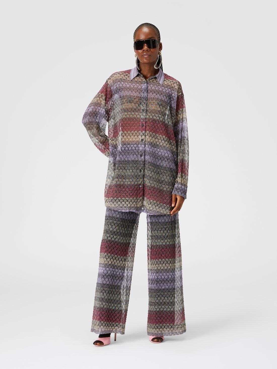 Oversized shirt with lamé lace pattern - 2