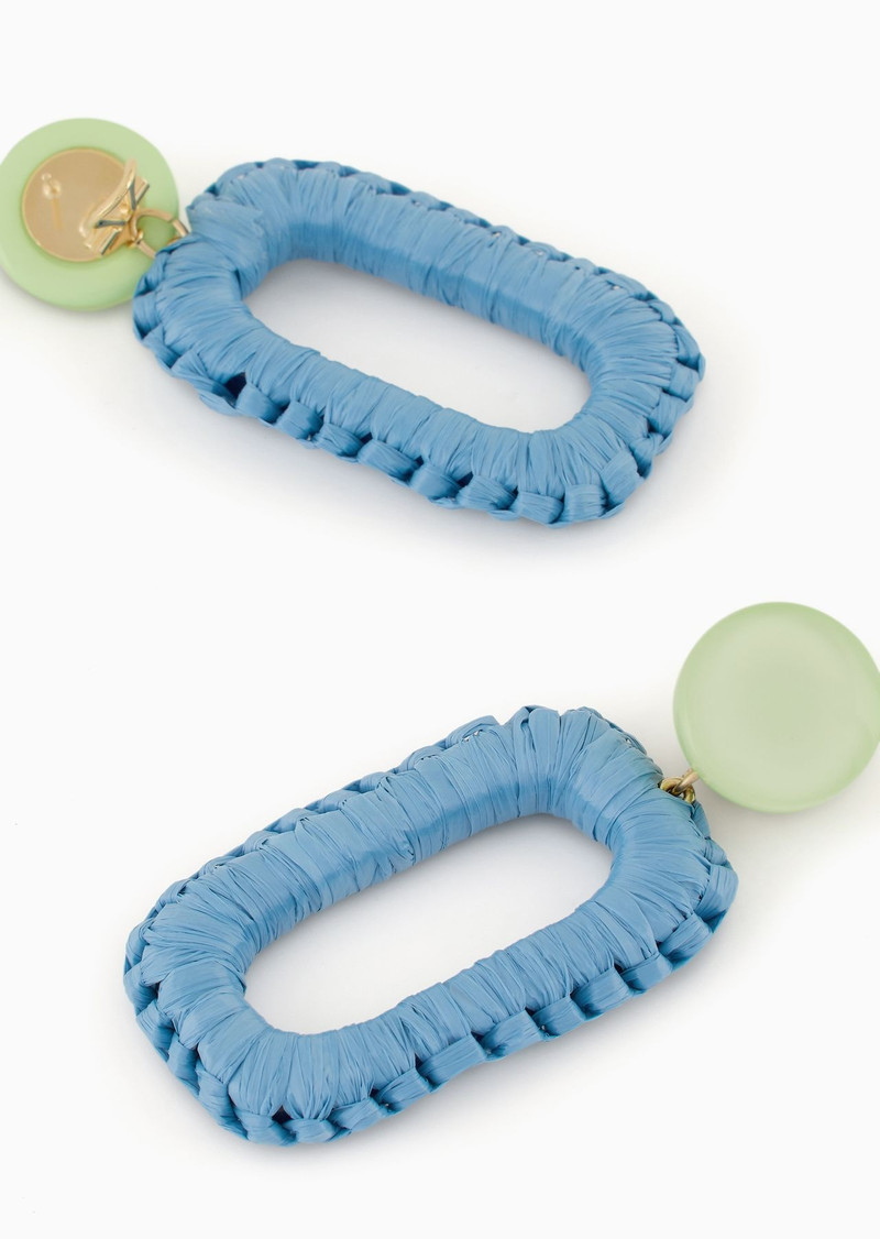 EMPORIO ARMANI Oversize raffia-effect pendant earrings outlook