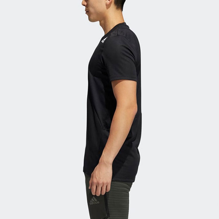 adidas Solid Color Training Sports Short Sleeve Black GL7305 - 5