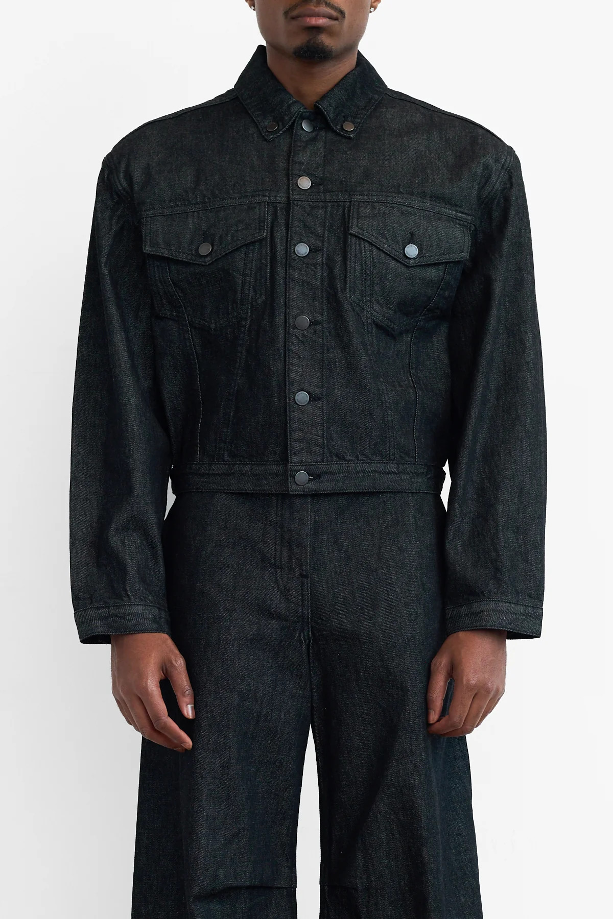 Entire Studios Shrunken Denim Jacket Raw Black - 3