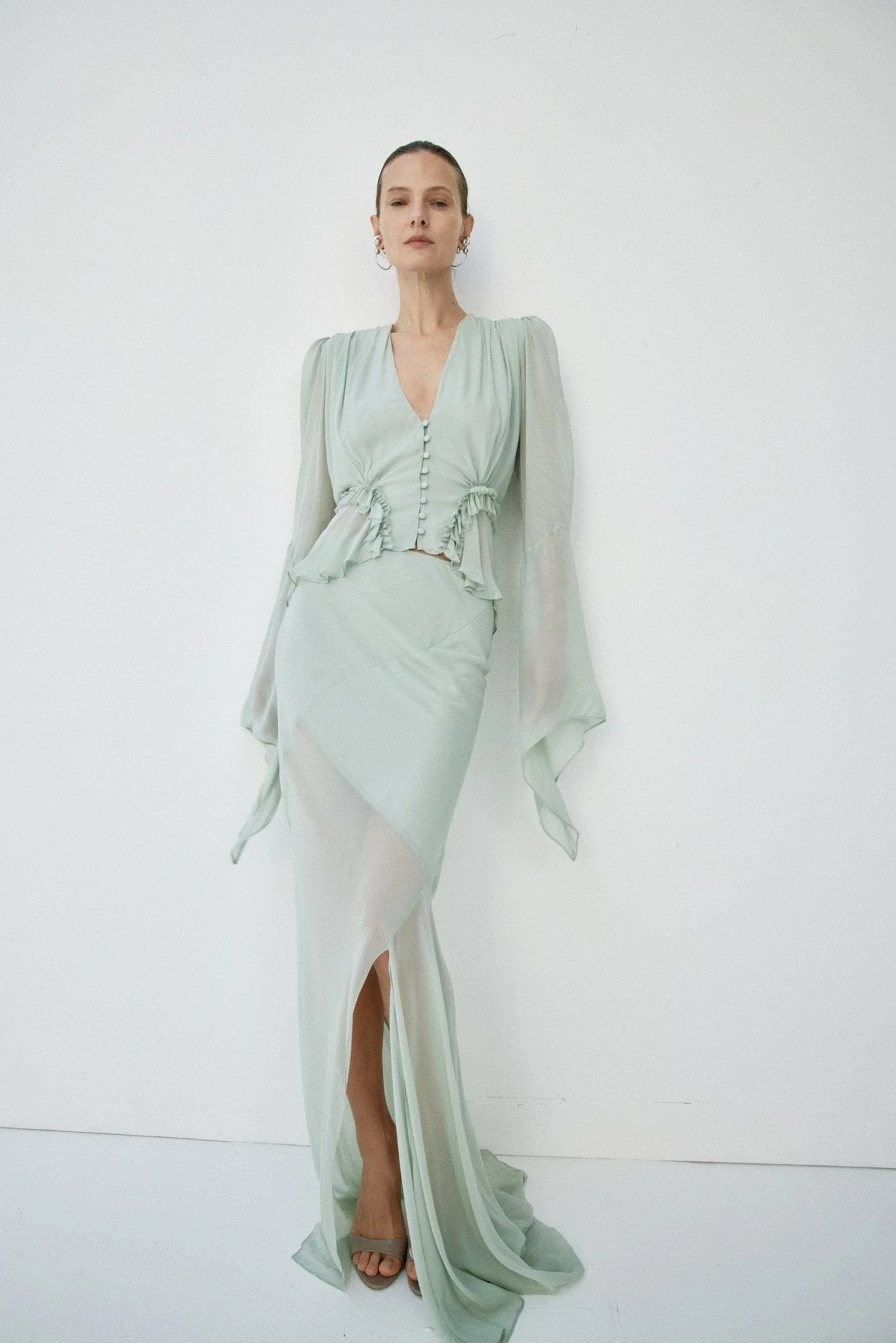 ORYX MAXI SKIRT IN SAGE GREEN - 1
