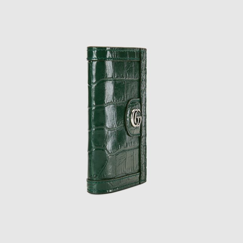 Crocodile card case with Double G 3