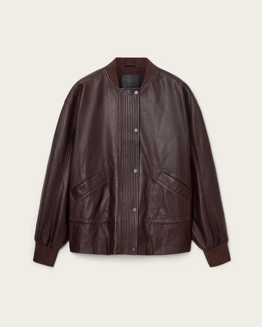 SOFI DRAWSTRING LEATHER BOMBER JACKET - 1
