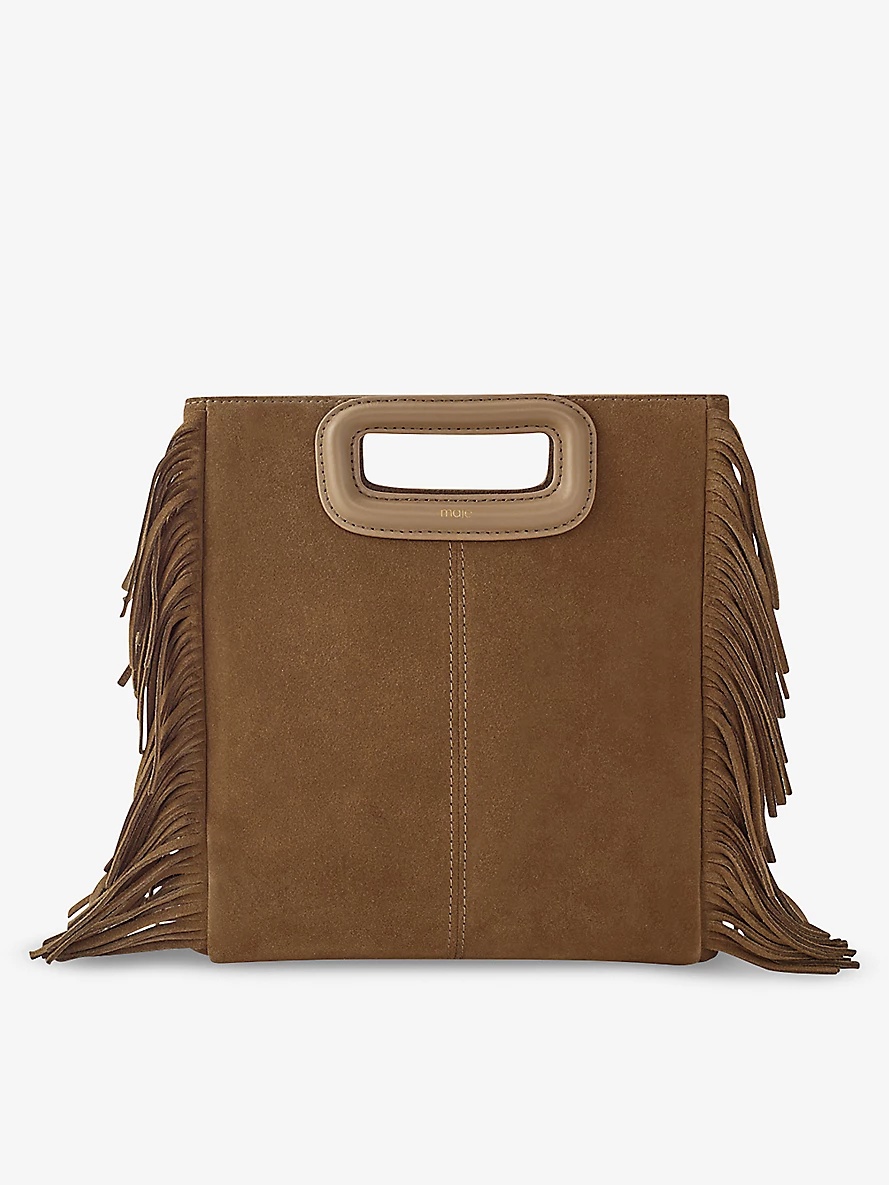 M fringed-trim suede shoulder bag - 1