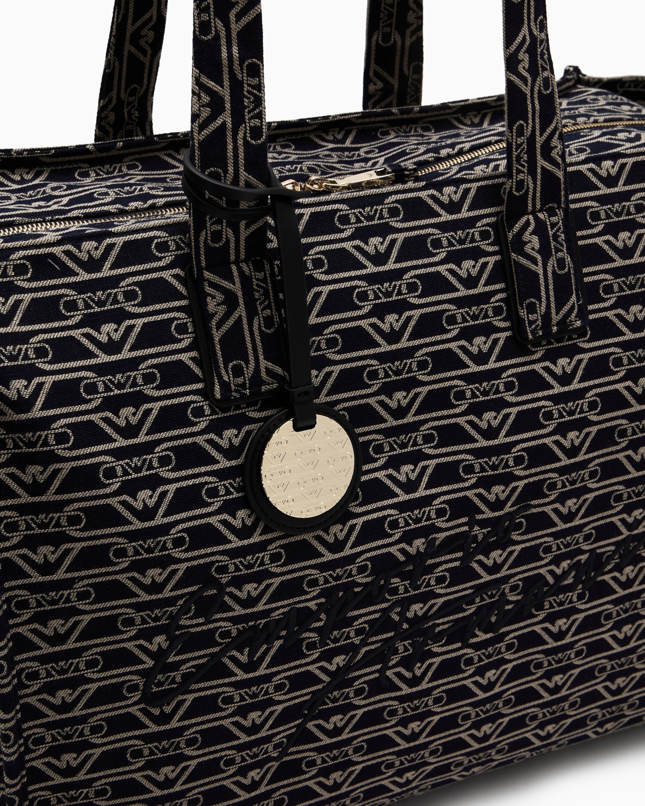 LARGE SHOPPER BAG IN JACQUARD CANVAS WITH ALL-OVER MONOGRAM - 5