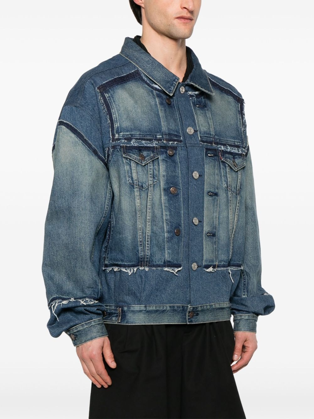 panelled denim jacket - 3