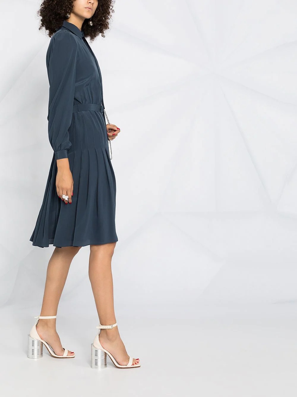 side button fastening belted dress - 4
