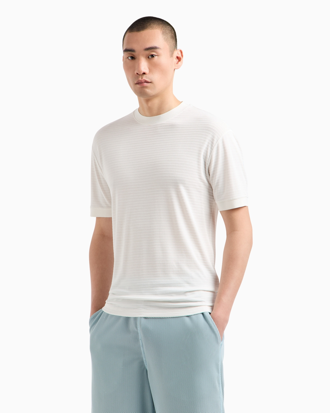 EMBROIDERED VISCOSE CREW-NECK T-SHIRT - 4