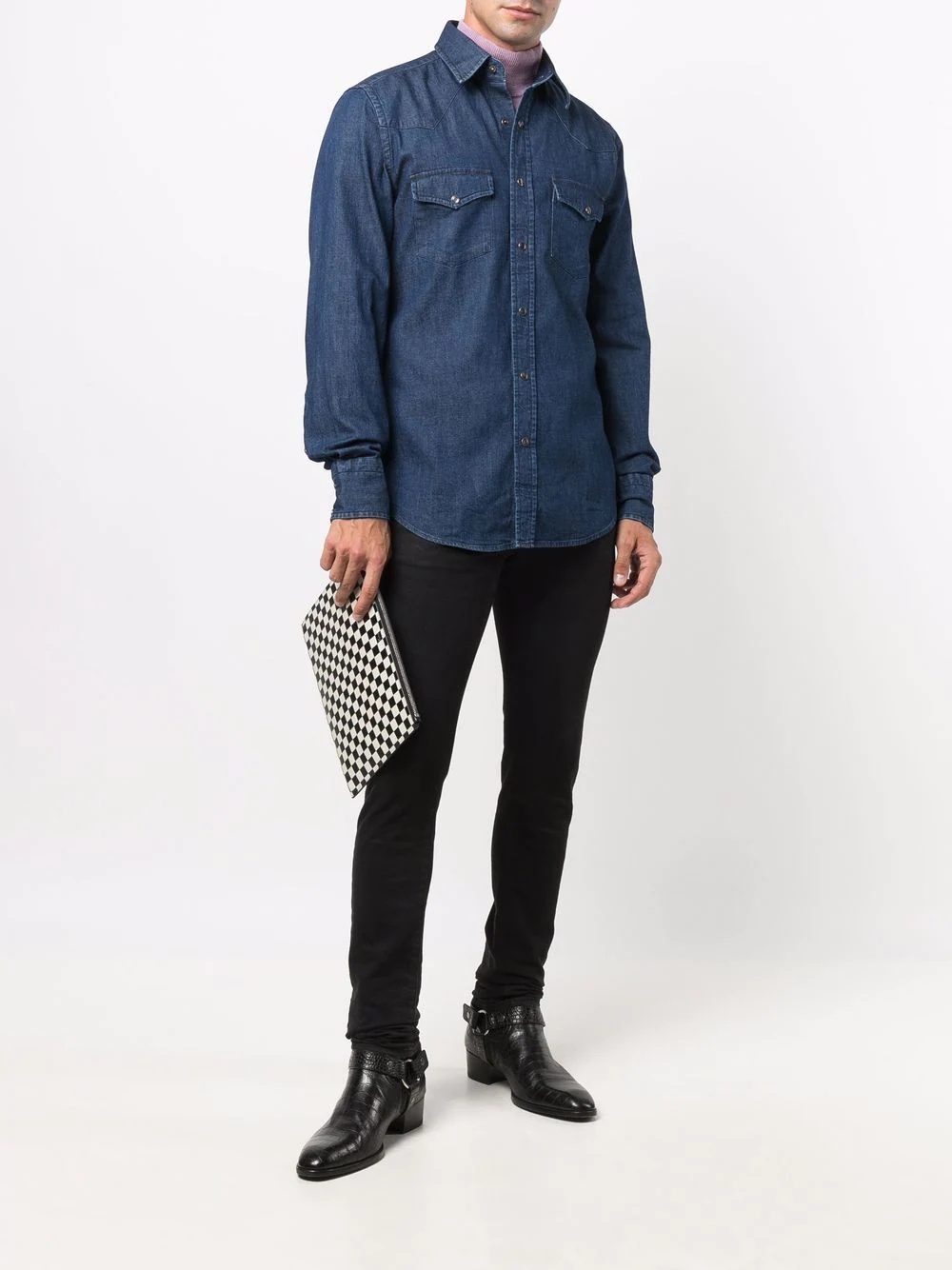 flap pocket denim shirt - 2