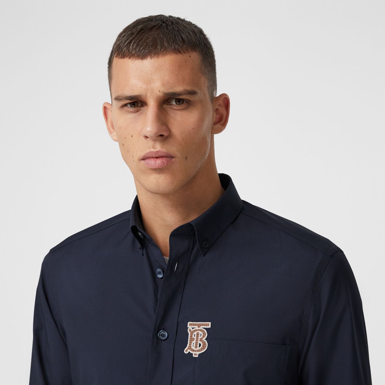 Monogrom Motif Stretch Cotton Poplin Shirt - 3