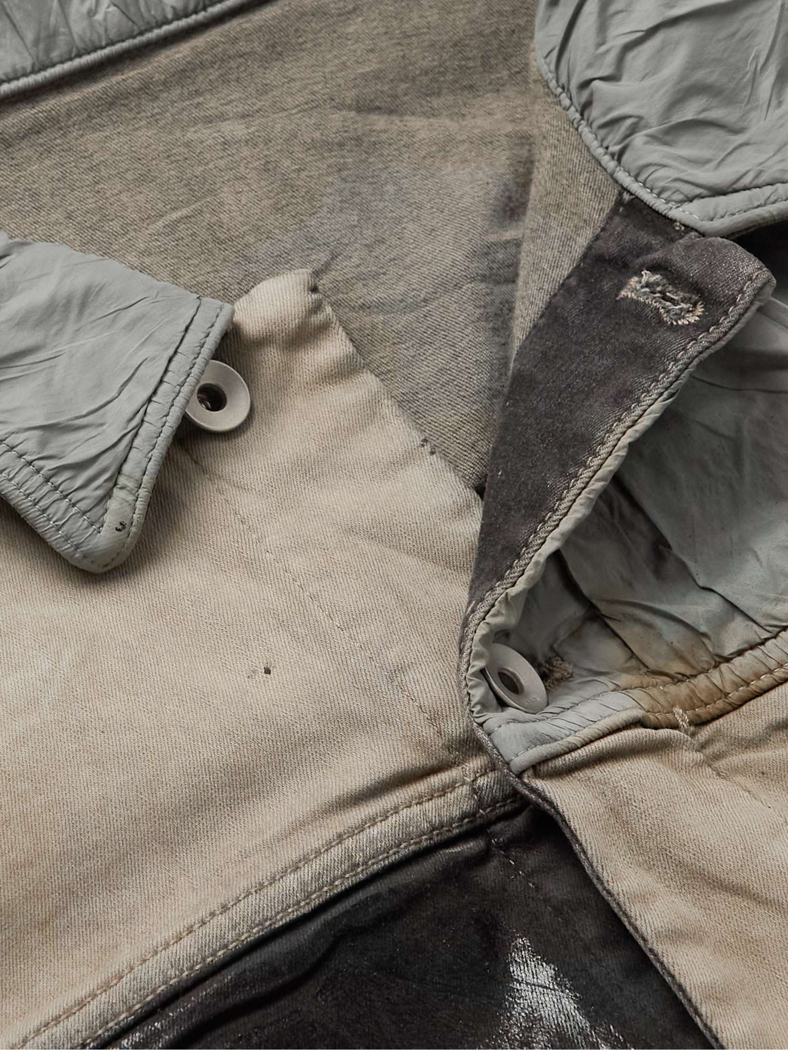 Aqua Panelled Distressed Coated Denim Jacket - 5