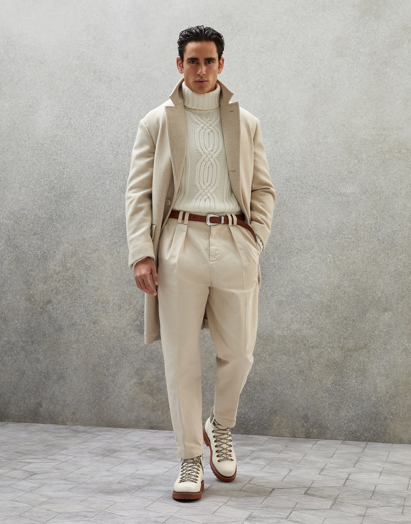 Virgin wool and cashmere double cloth soft fit coat - 5