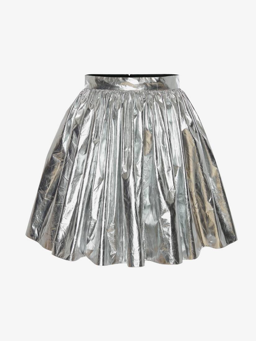 Gathered Mini Skirt in Silver - 1
