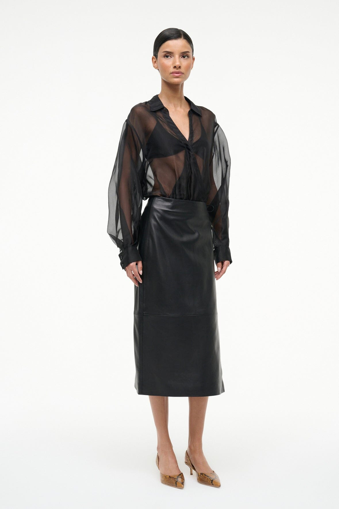 STAUD EVE SILK BODYSUIT BLACK - 5