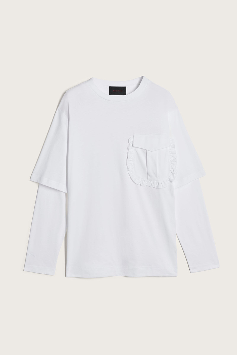 Layered Ruffle Pocket Long Sleeve T-Shirt 1