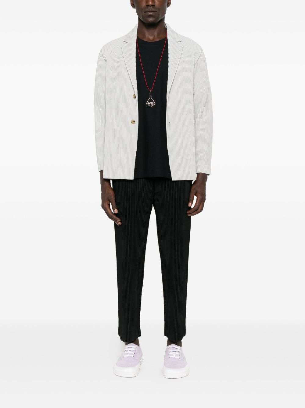 pleated button blazer - 2