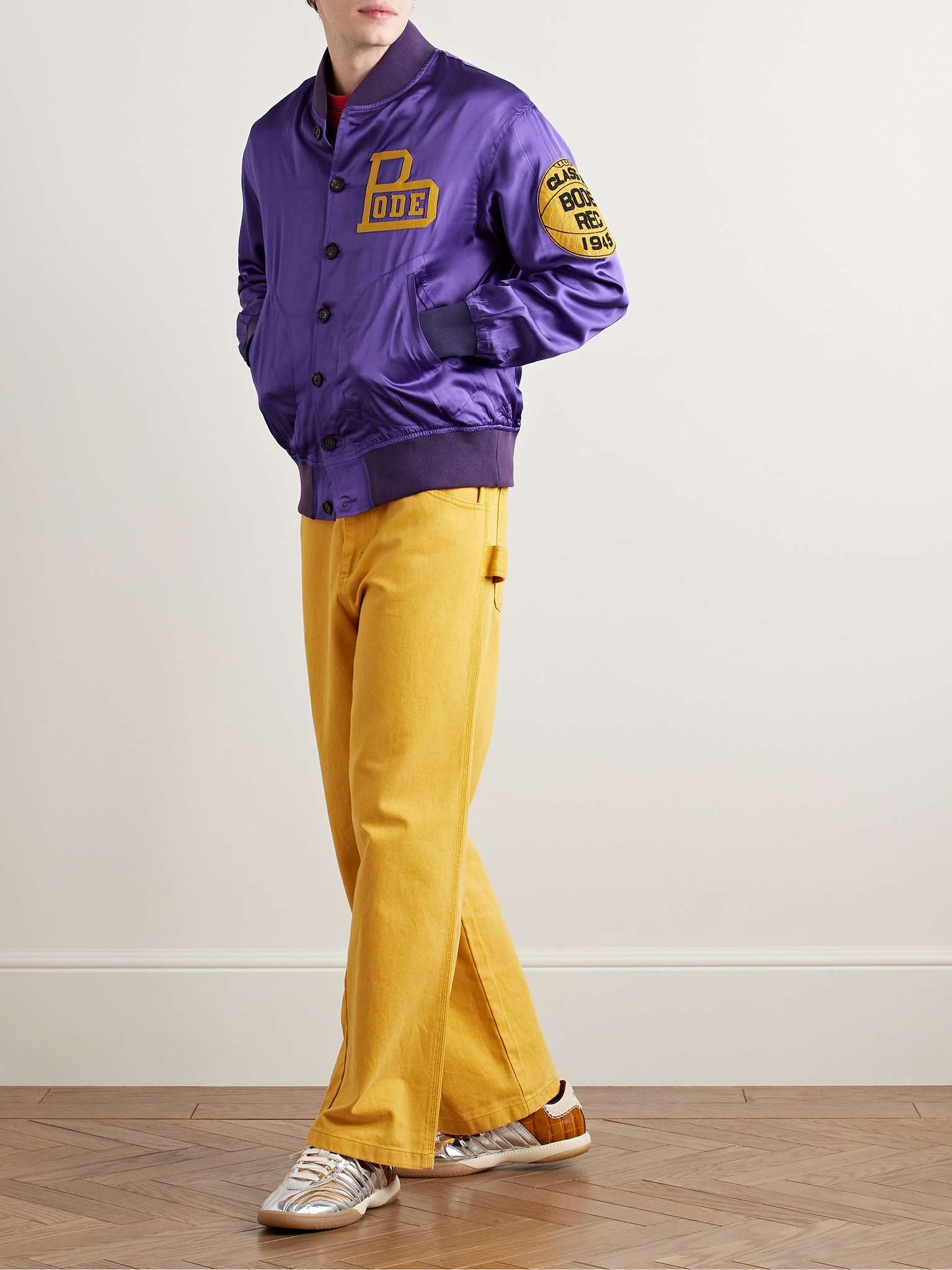 Athlete's Rally Logo-Appliquéd Embroidered Satin Bomber Jacket - 2
