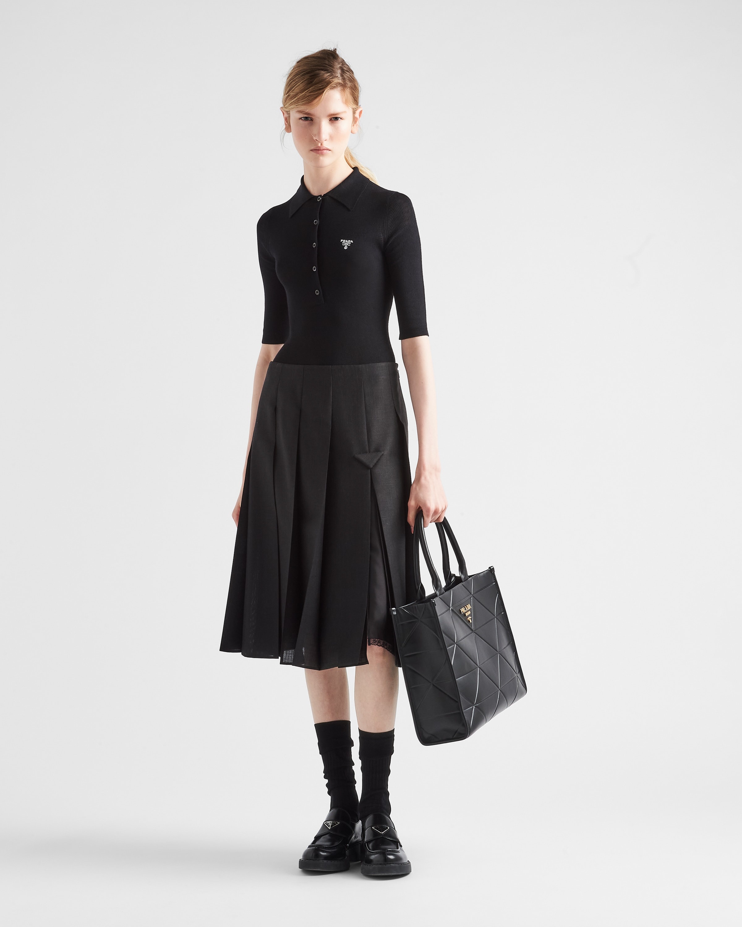 Prada Large leather Prada Symbole bag with topstitching