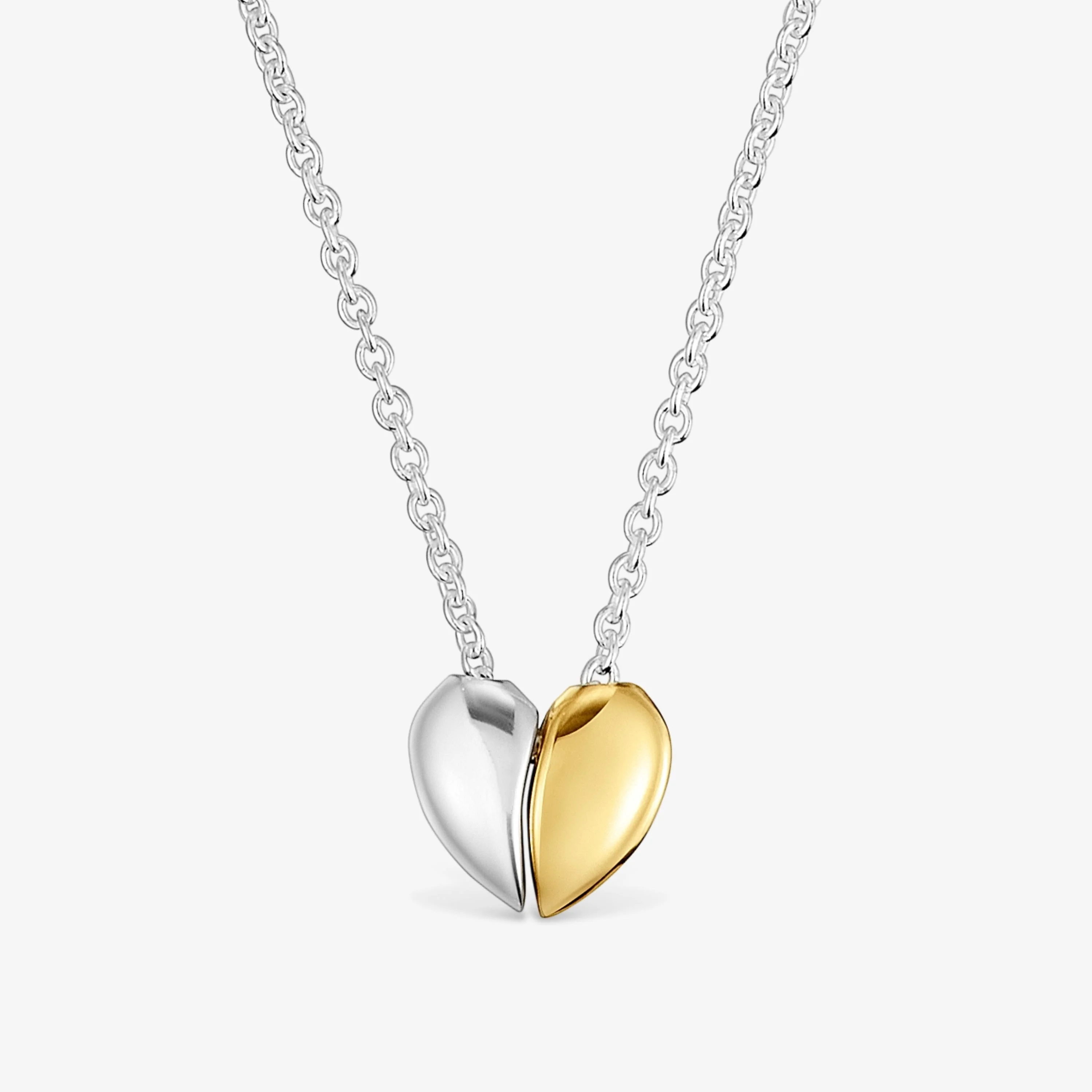Short two-tone small heart Double necklace My Other Half - 1
