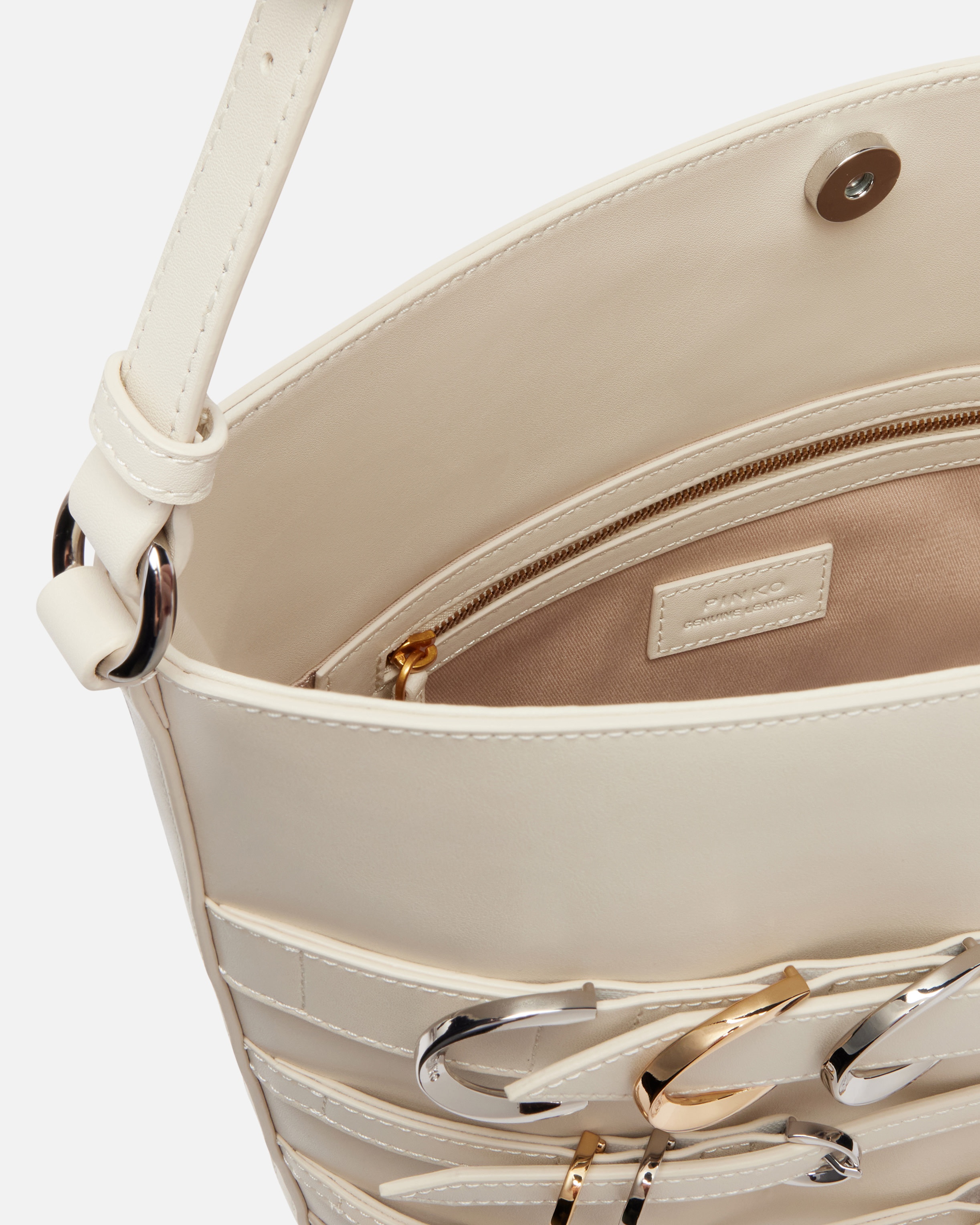 LARGE LEATHER BUCKET BAG WITH STRAPS - 4