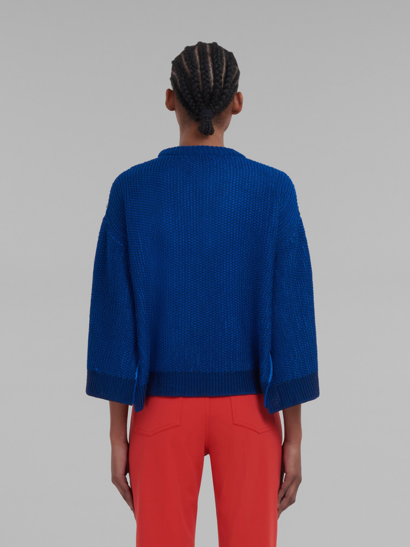 김오 소매를 가진 BLUE COTTON JUMPER 3