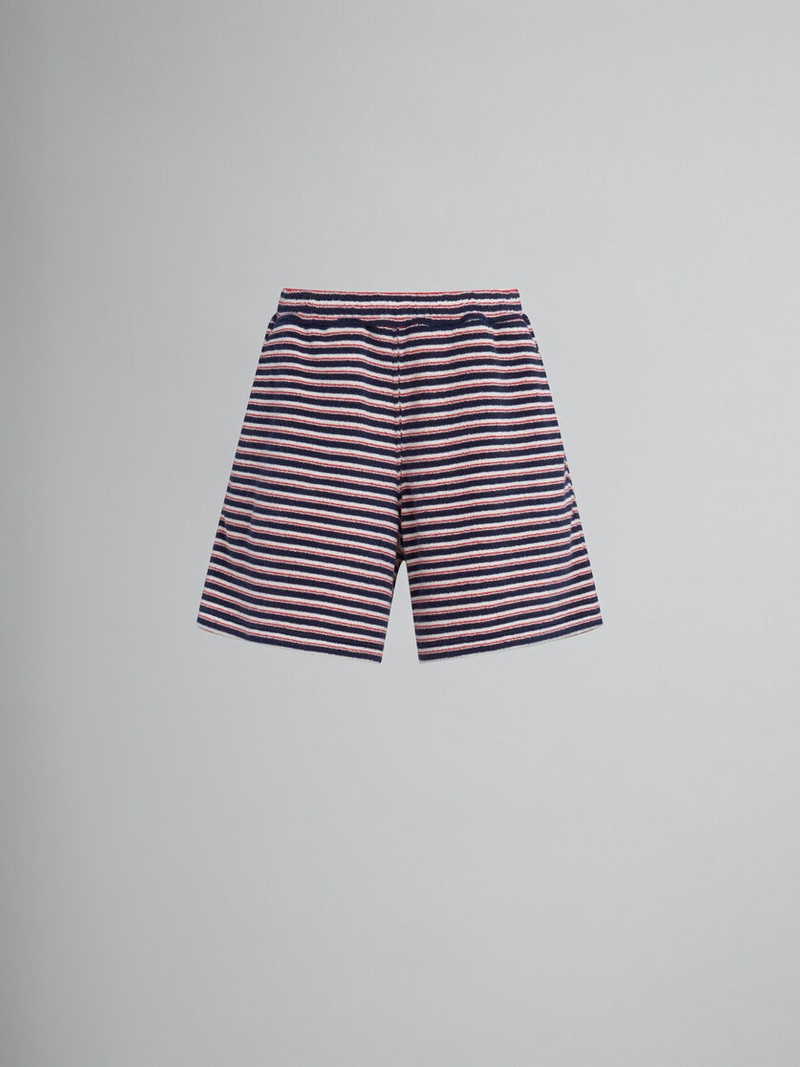 RED AND BLUE STRIPED TERRY SHORTS - 1