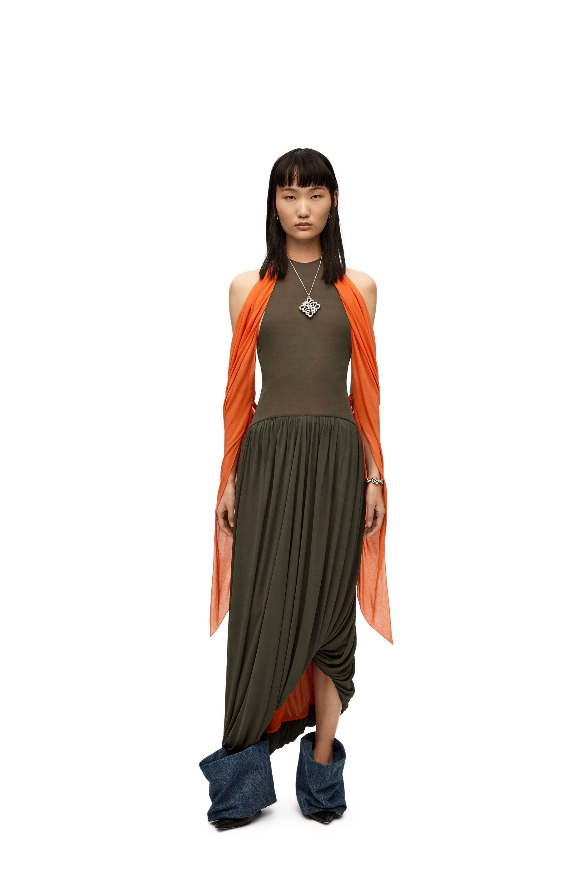 Draped halter dress in viscose - 2