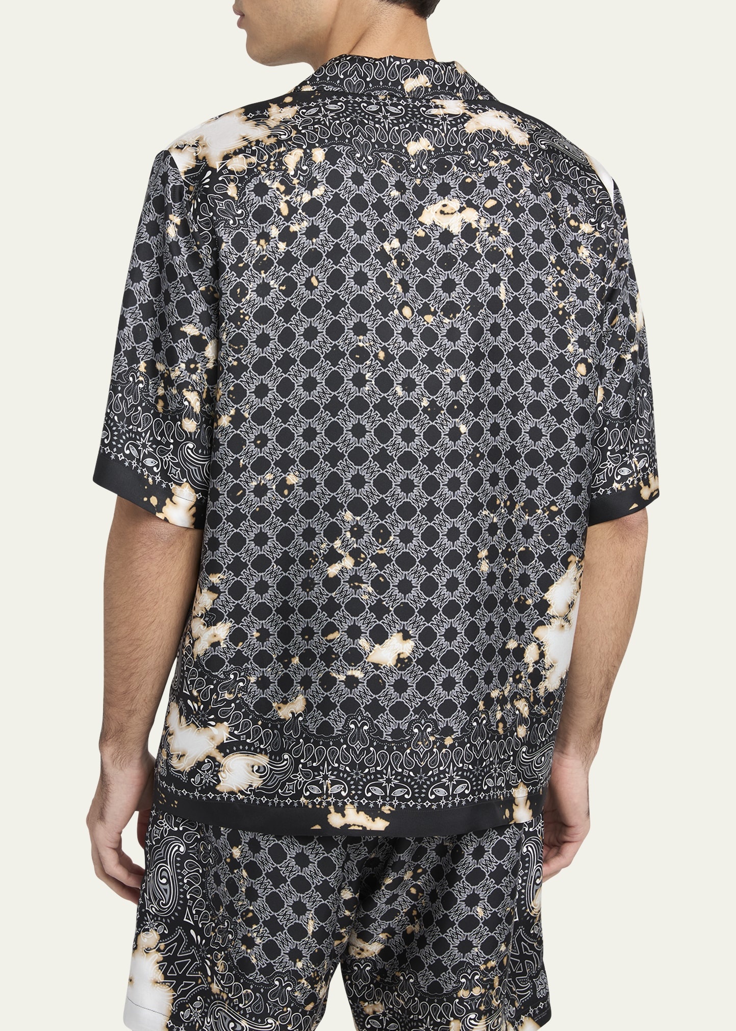 Men's Bleached Silk Bandana Bowling Shirt - 3