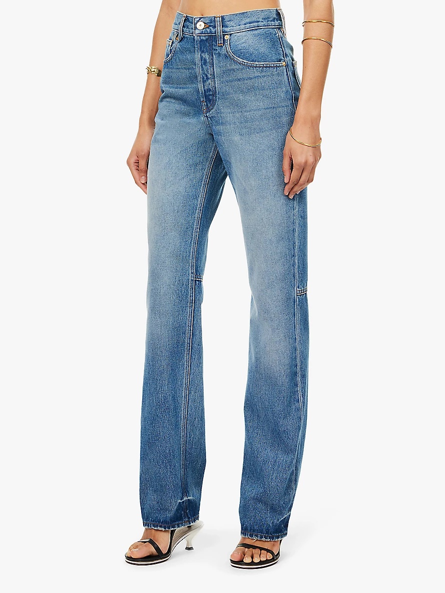 Faded-wash straight-leg mid-rise jeans - 3