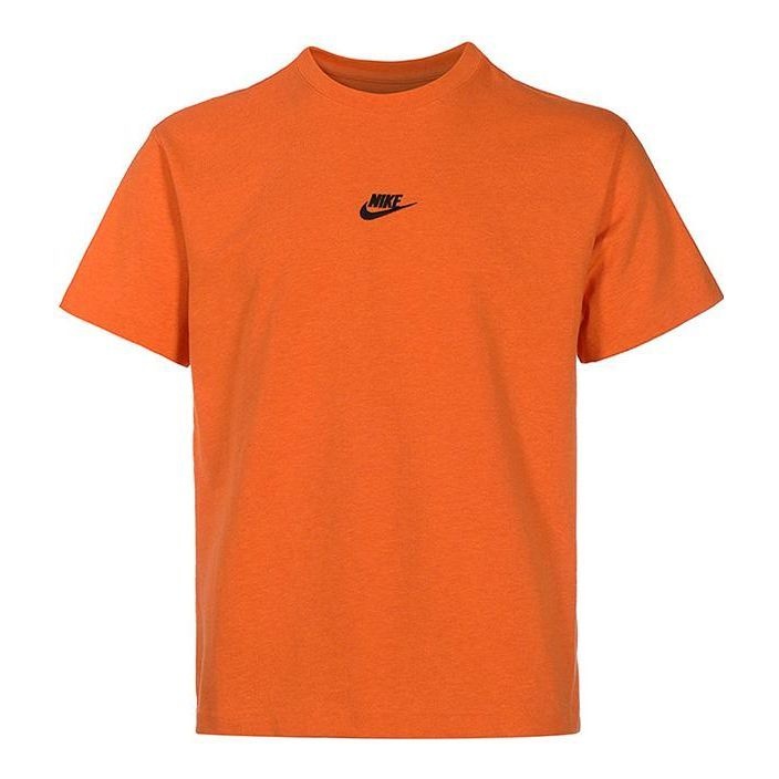 Men's Nike SS22 Solid Color Embroidered Small Label Round Neck Casual Loose Short Sleeve Orange T-Sh - 1