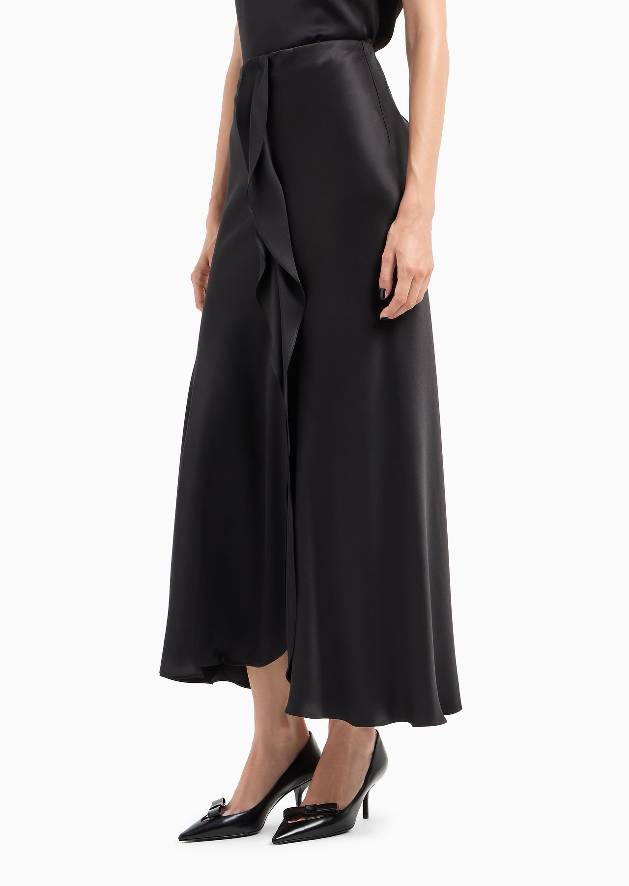 Midi skirt in double-sided silk satin - 2