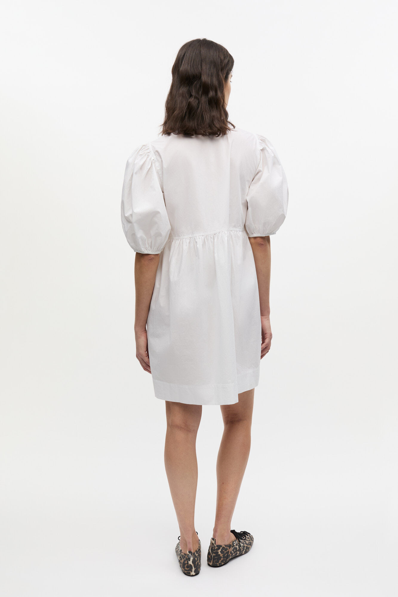 WHITE COTTON POPLIN TIE STRING MINI DRESS - 3