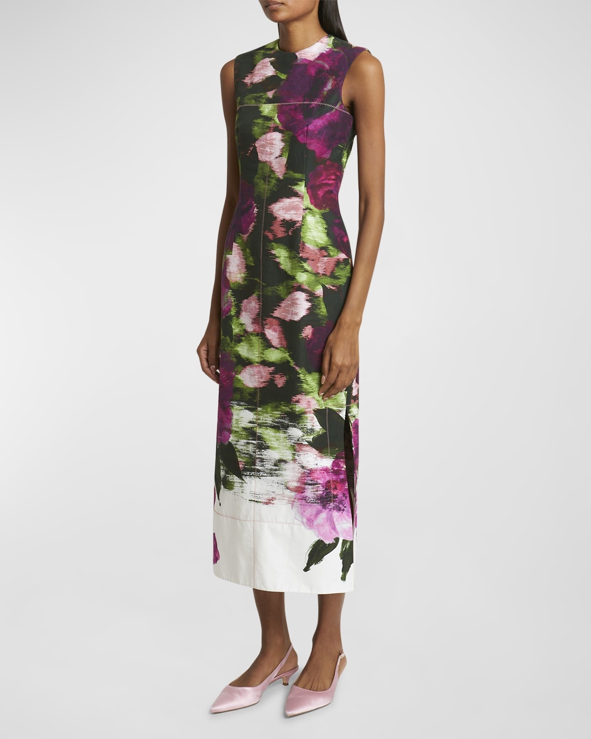 Abstract Floral Midi Pencil Dress - 3