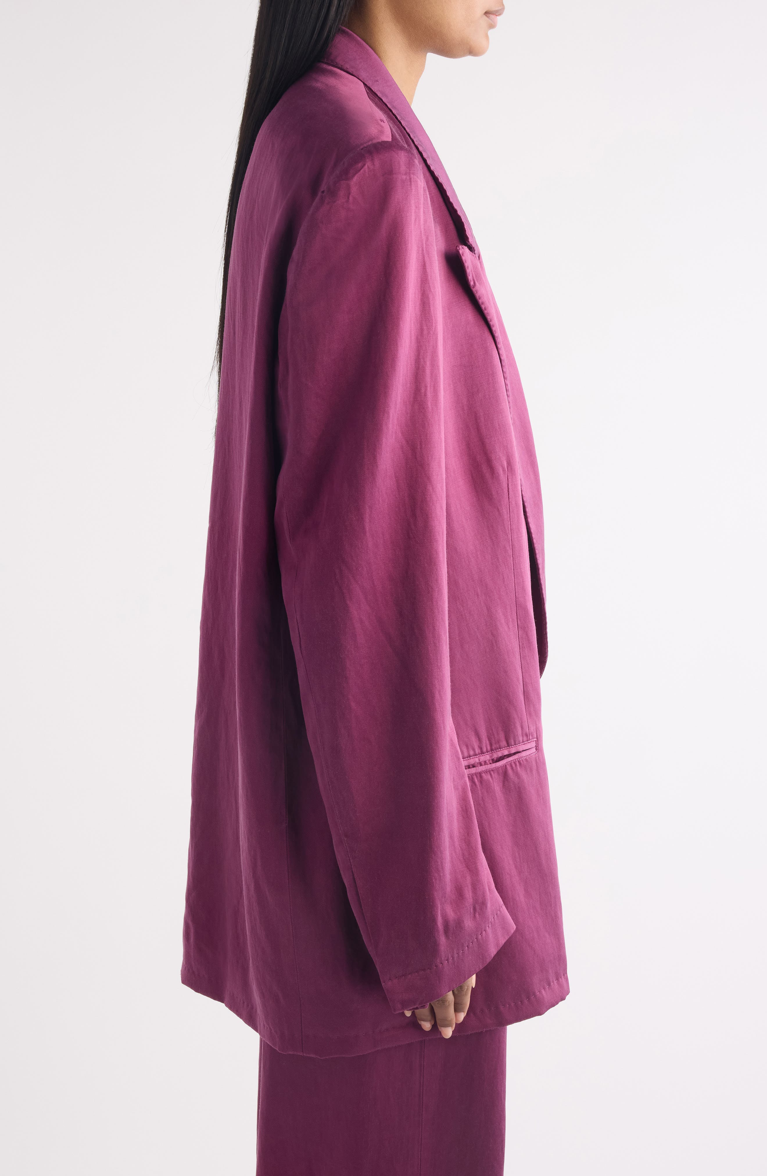 Dries Van Noten Blink Double Breasted Oversize Twill Jacket in Raspberry at Nordstrom - 4