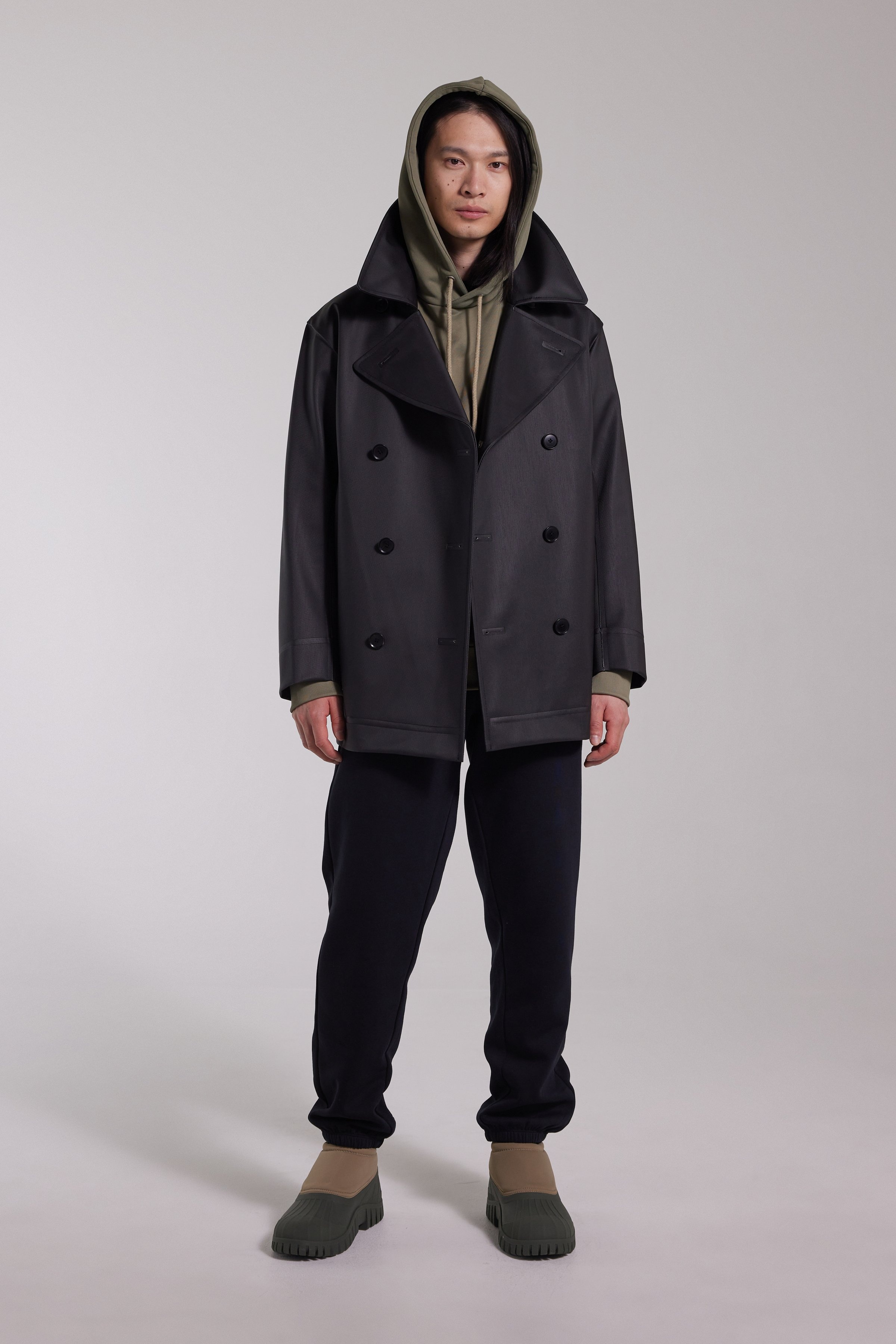 Tranholmen Double Breasted Raincoat Black - 4