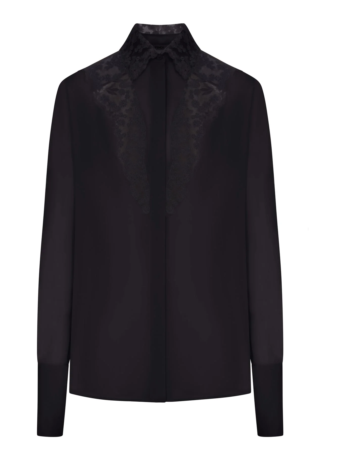 GEORGETTE SHIRT WITH LACE INSERTS - 1