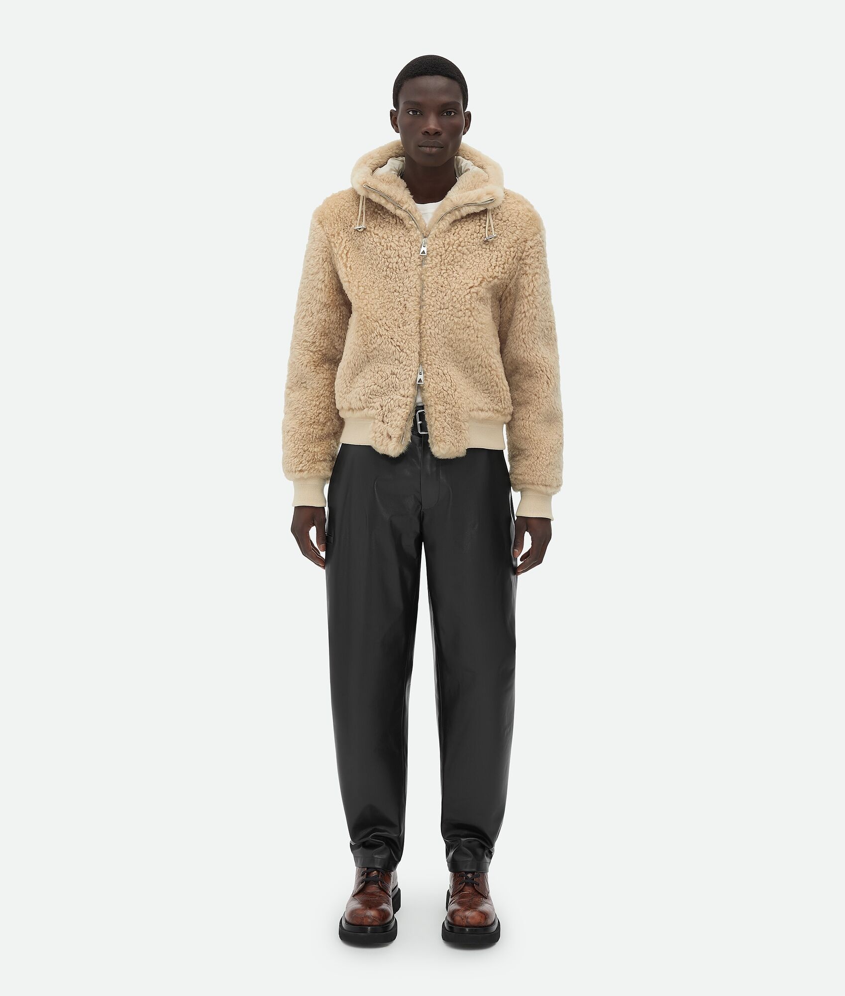 hooded shearling jacket - 4