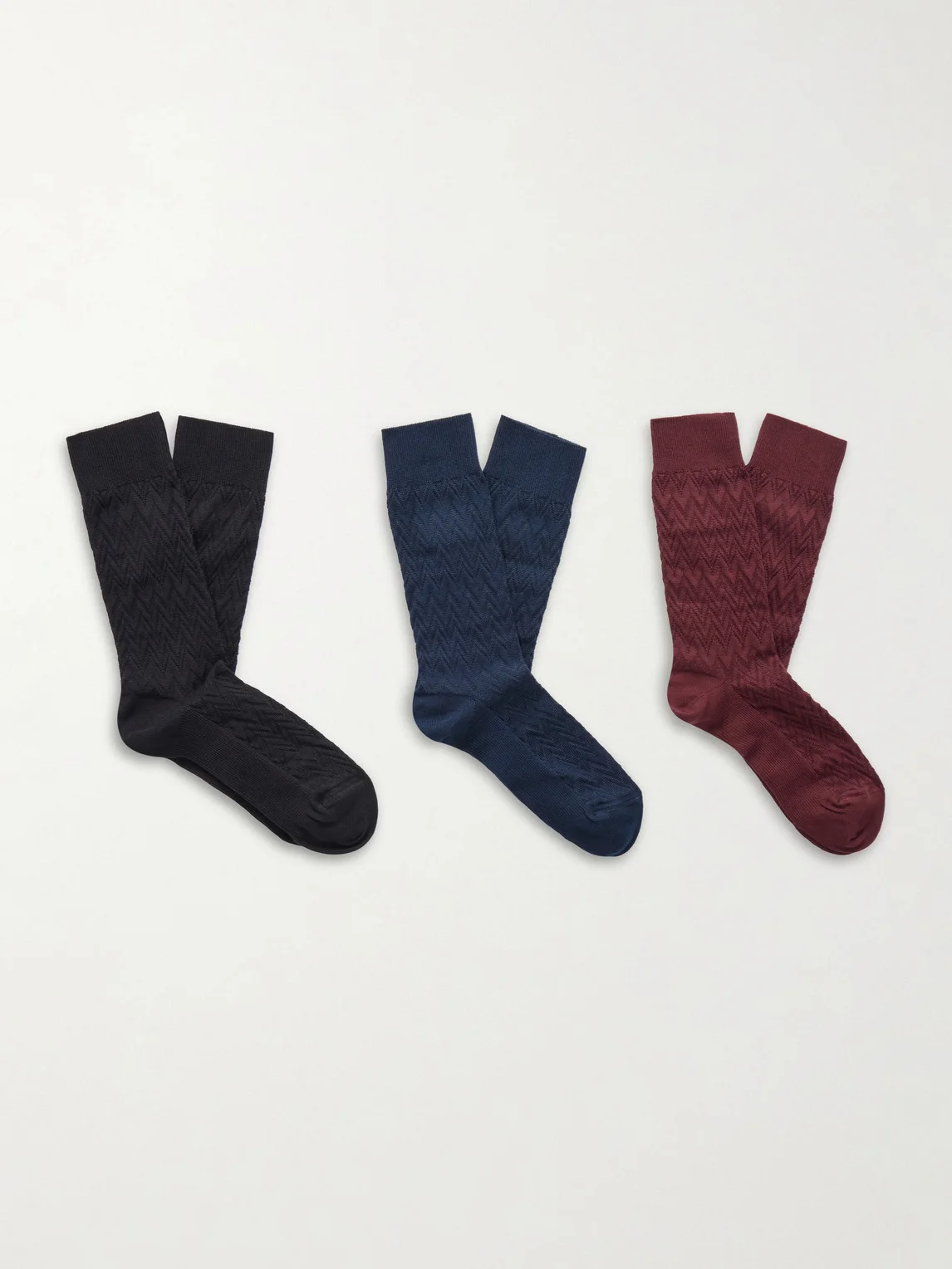 Three-Pack Crochet-Knit Cotton-Blend Socks - 1