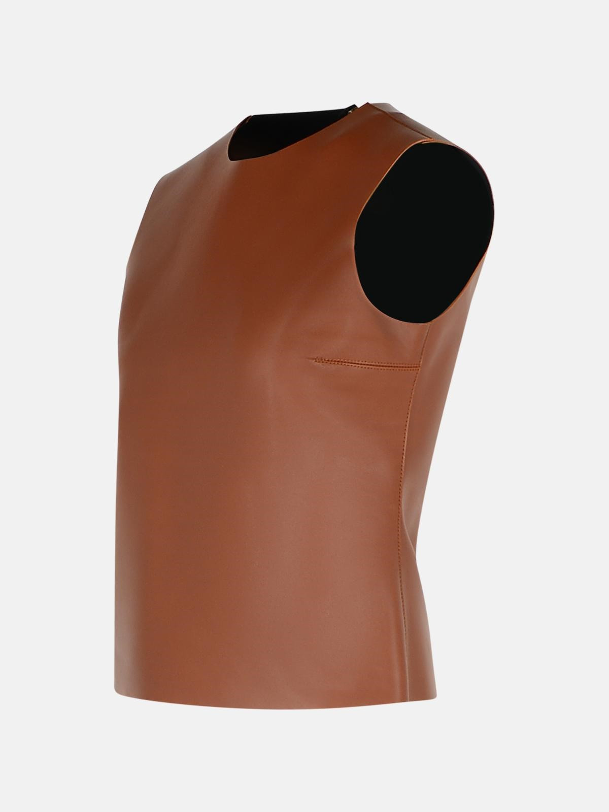 BROWN LEATHER TANK TOP - 2
