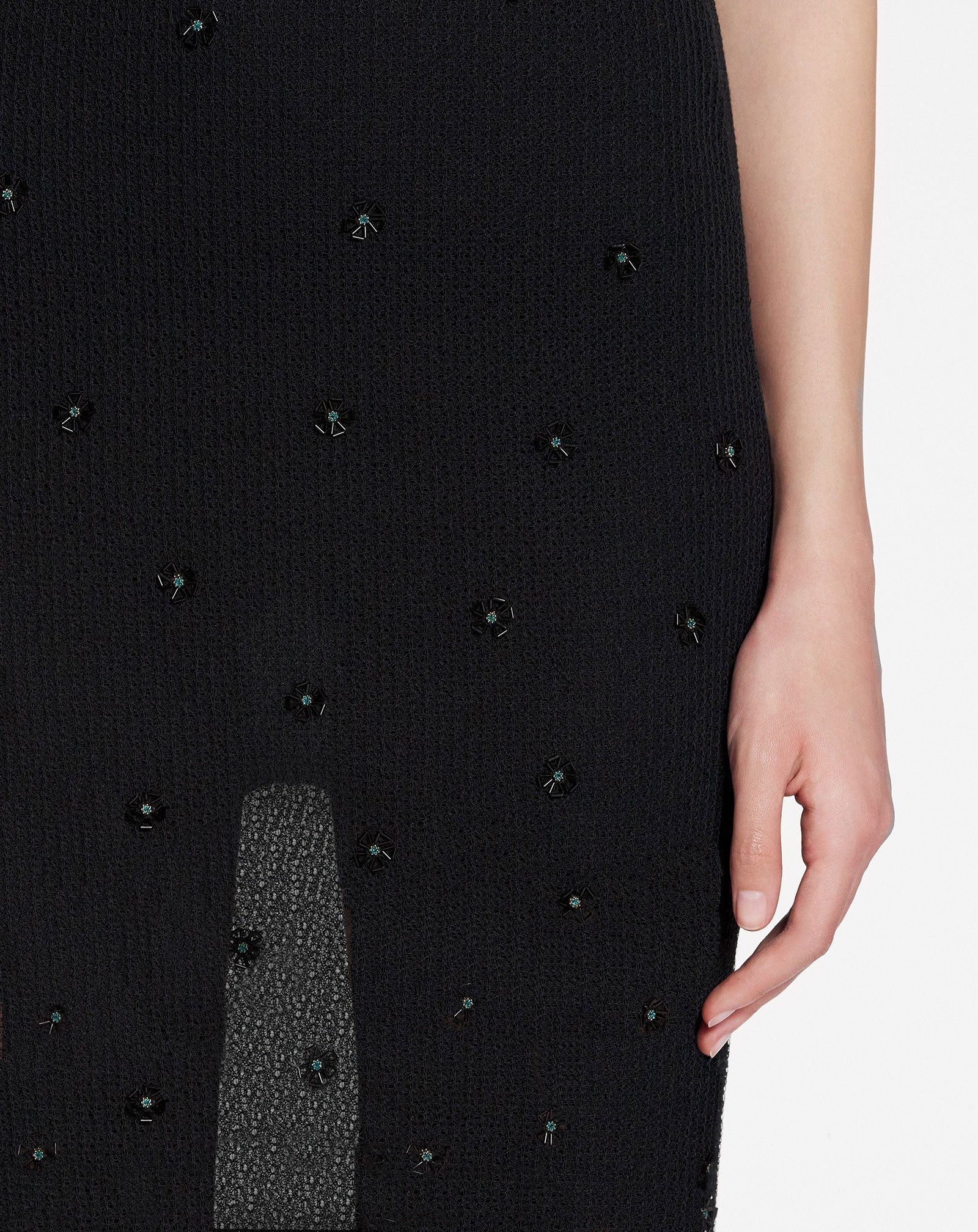 SHEER EMBROIDERED-MESH MIDI SKIRT - 5
