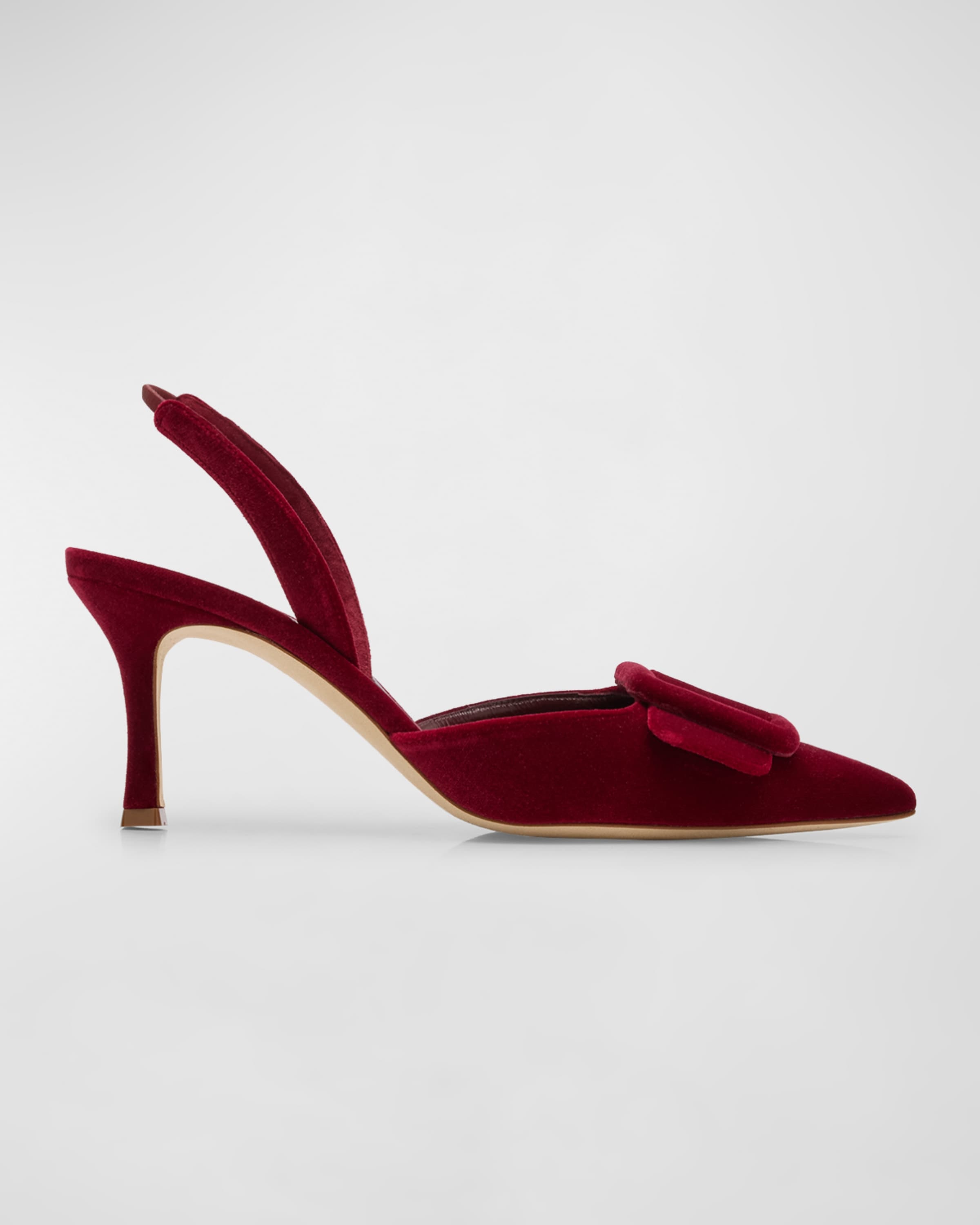 Maysli Velvet Buckle Slingback Pumps - 1