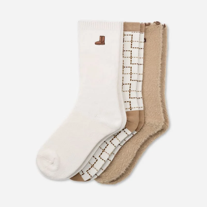 ® Women's ® Classic Crew 3 Pack in Classic Boot/Plaid/Sand - 1