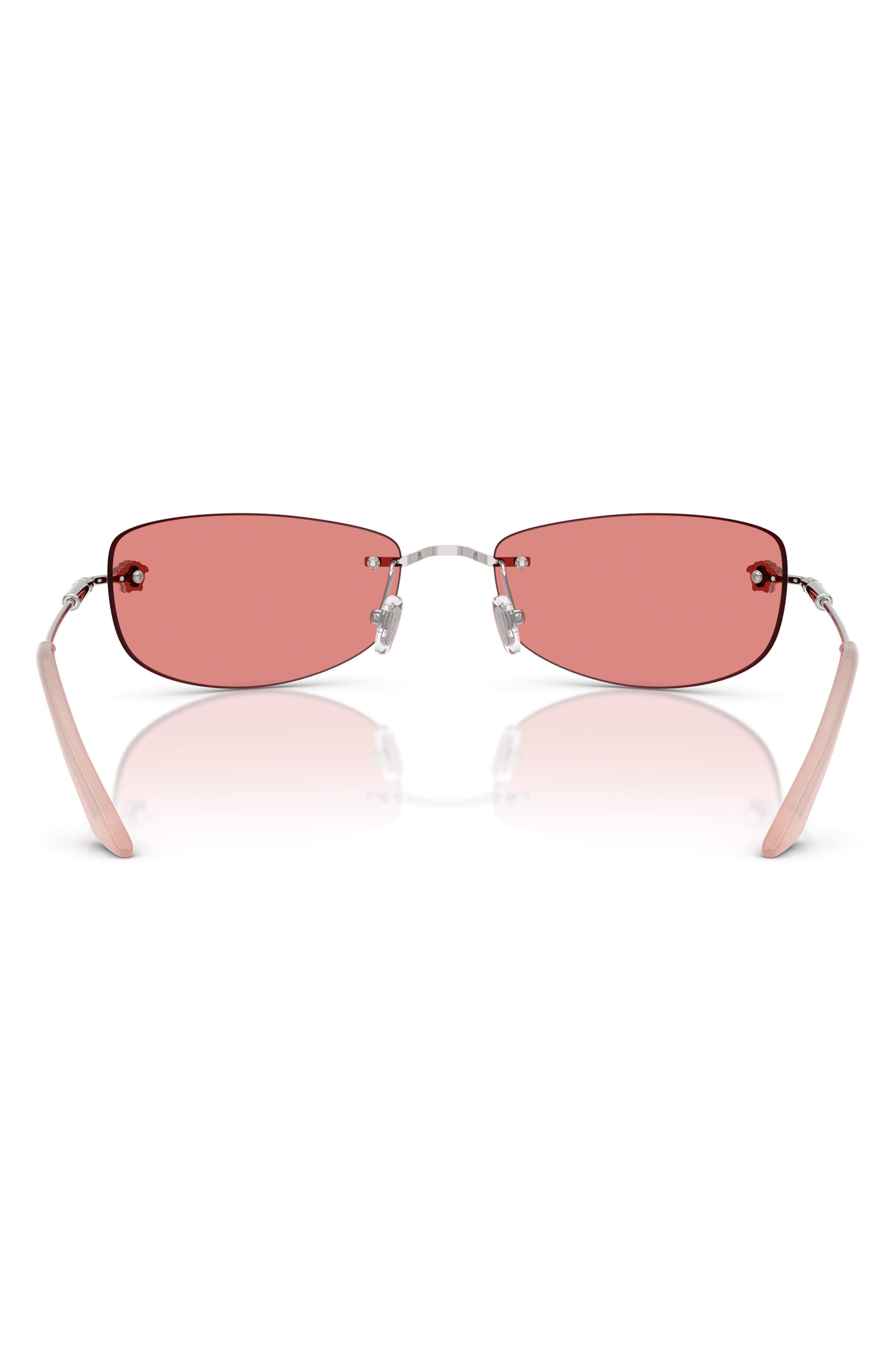 Versace 60mm Rectangular Sunglasses in Silver/Rose at Nordstrom - 4