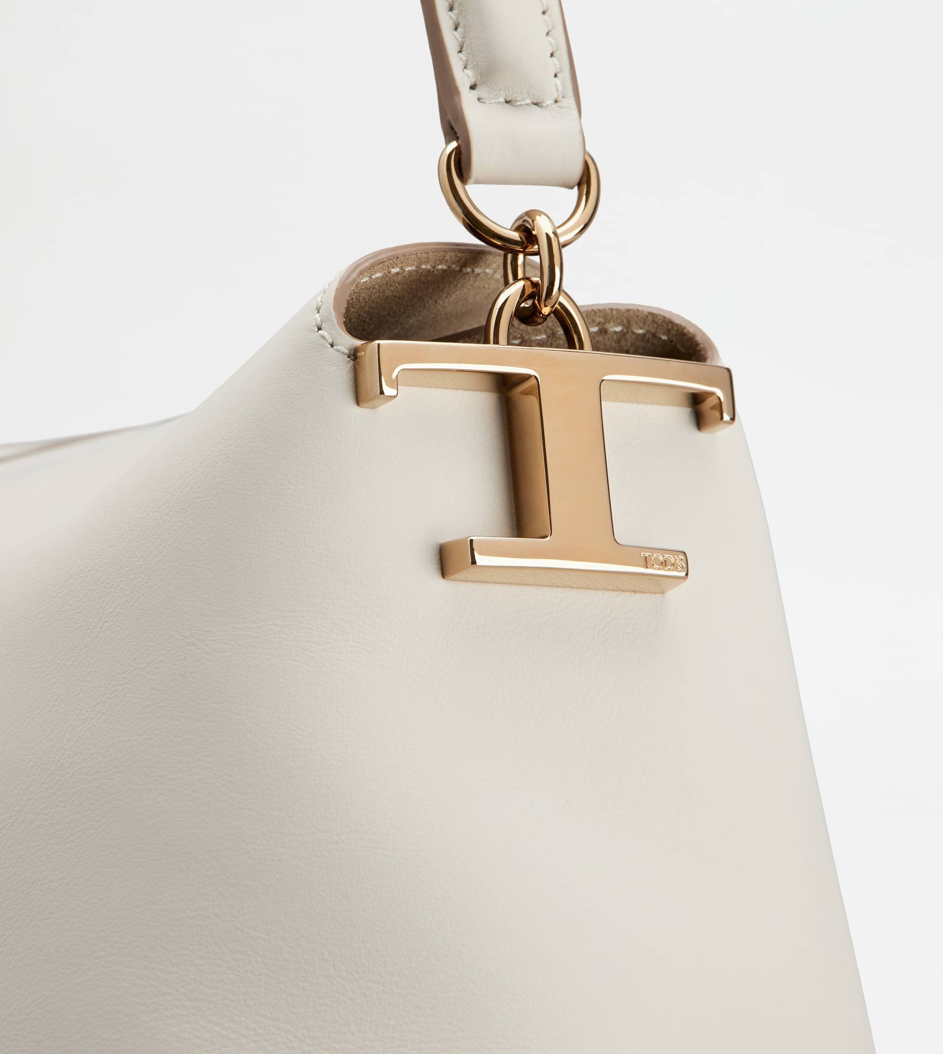 TOD'S T CASE SHOULDER BAG IN LEATHER SMALL - OFF WHITE - 5