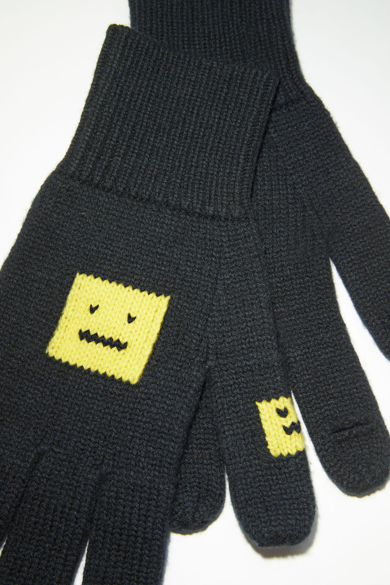 Wool face gloves - Black/yellow 4