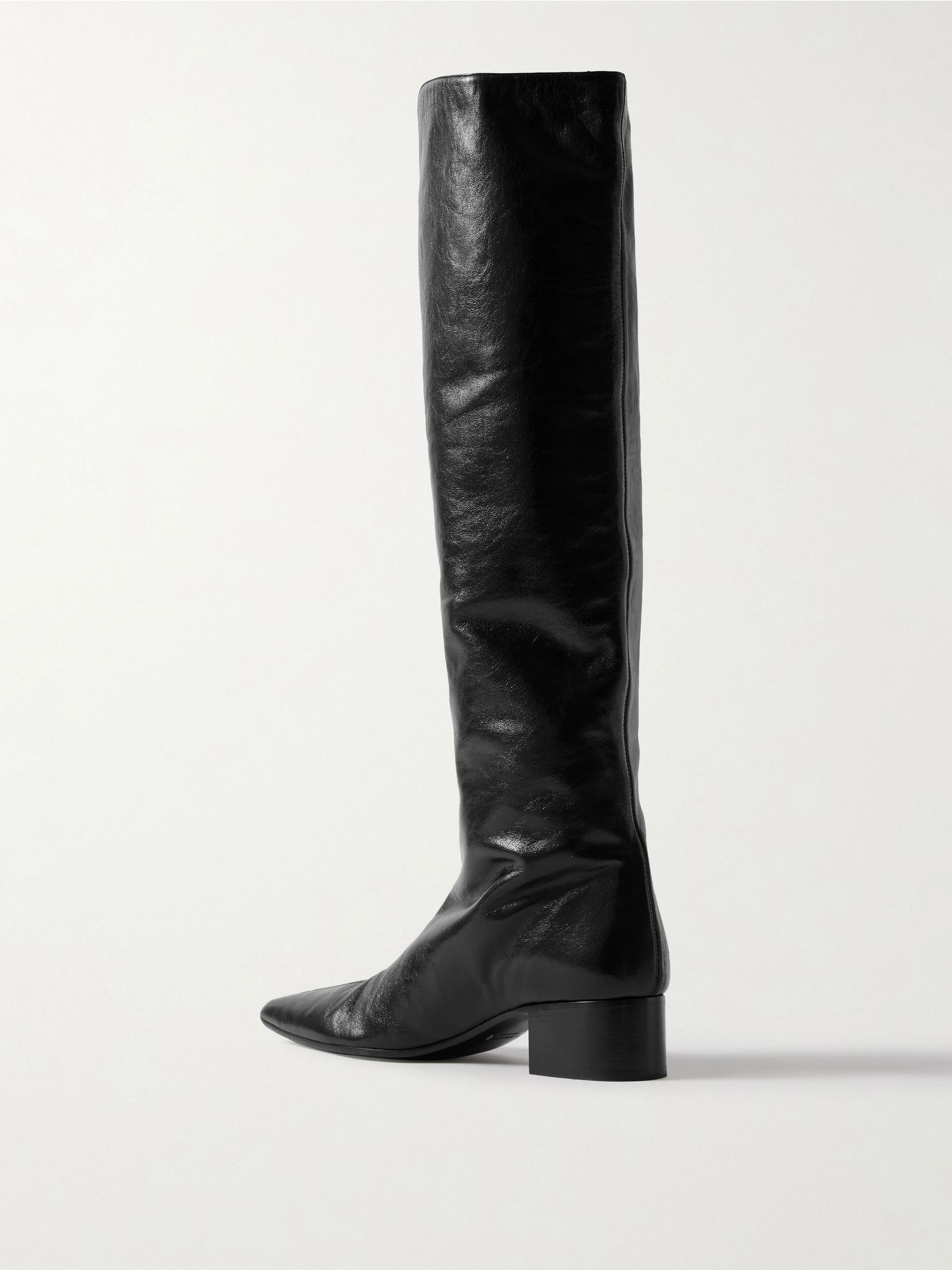 Andee crinkled-leather knee boots Black - 3