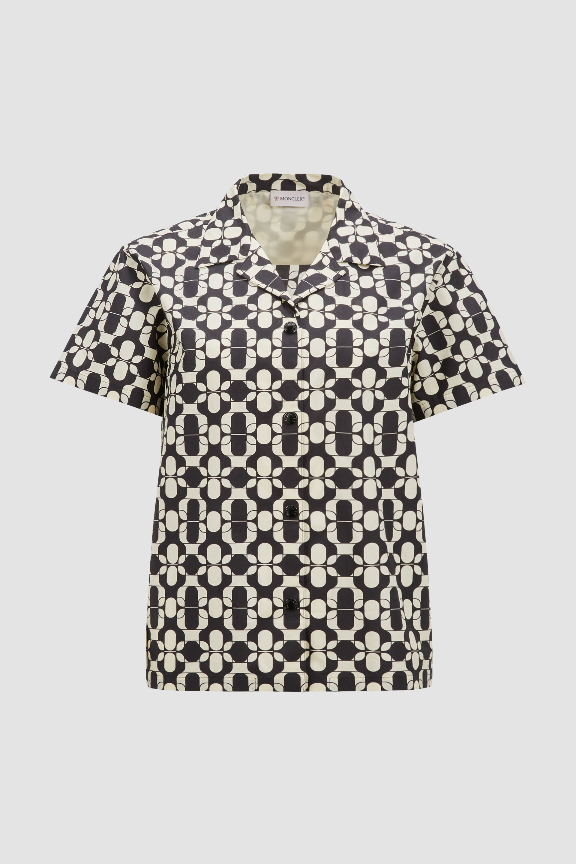 Geometric Print Cotton Short Sleeve Shirt - 1