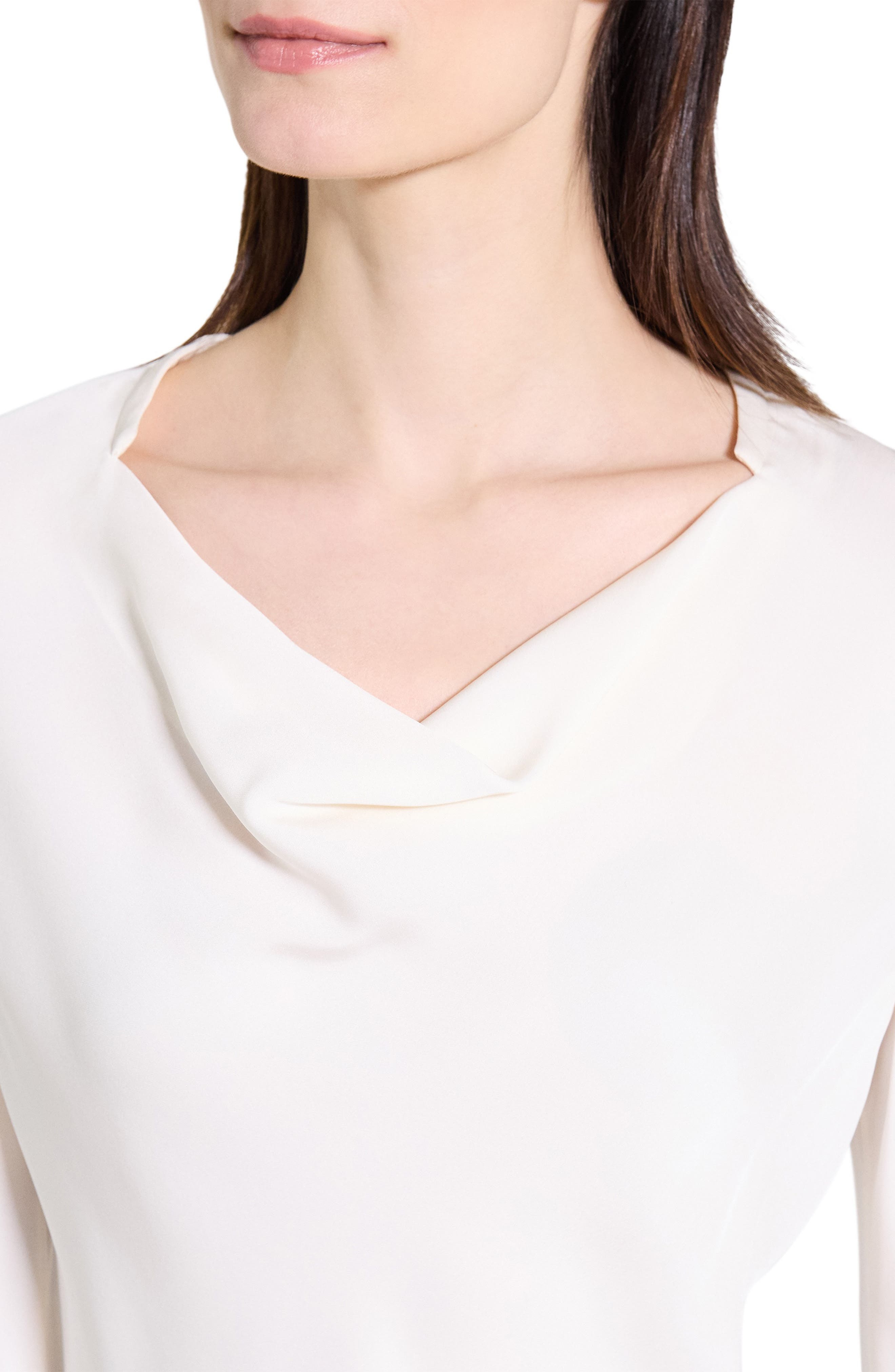 Theory Cowl Neck Silk Top in Ivory at Nordstrom - 4