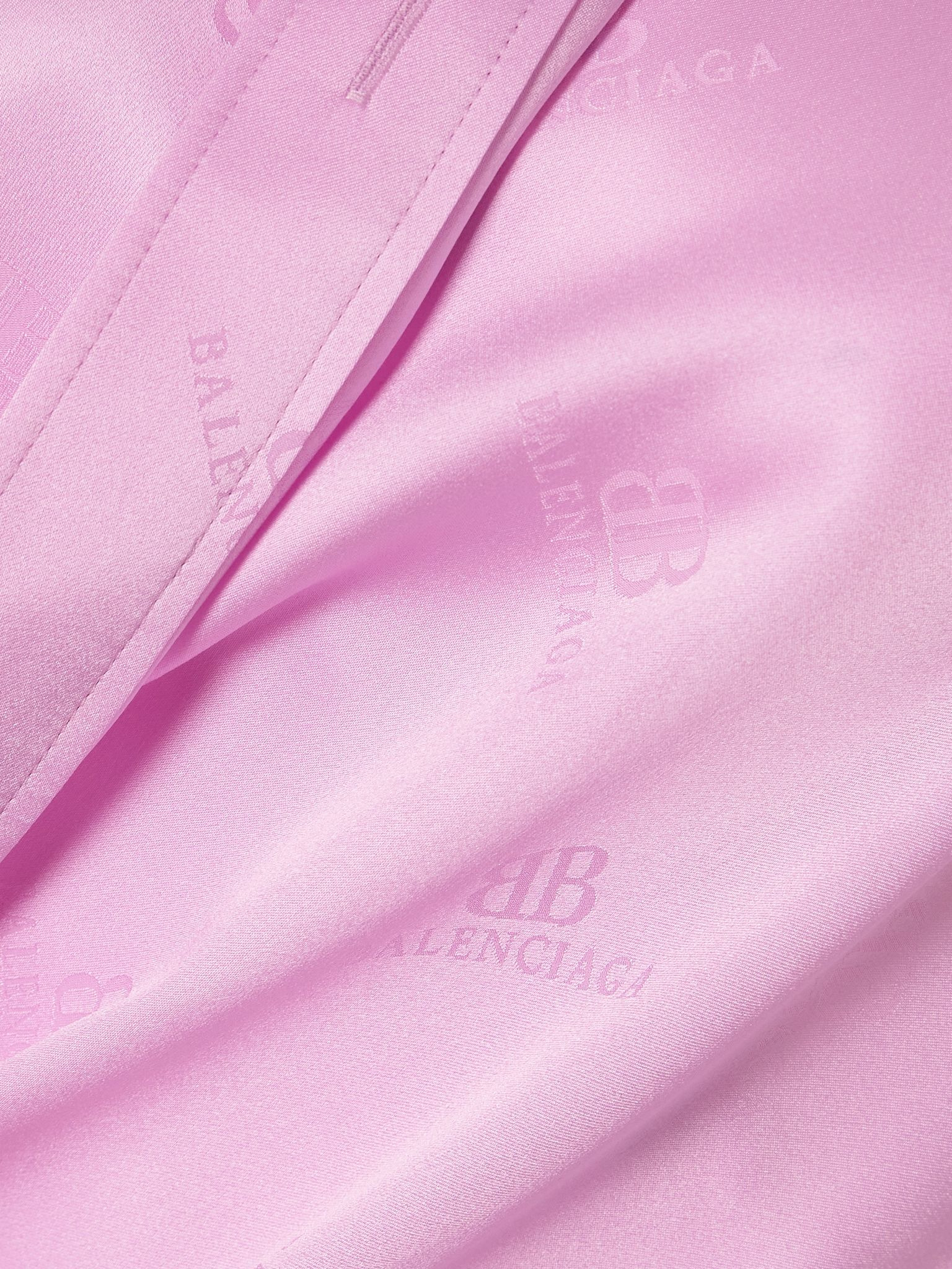 Draped logo-jacquard silk mini wrap dress Baby pink - 4